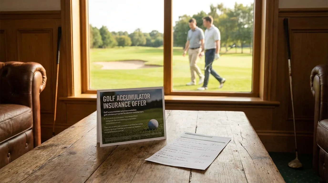 Golf accumulator insurance offer displayed alongside a multi-leg bet slip