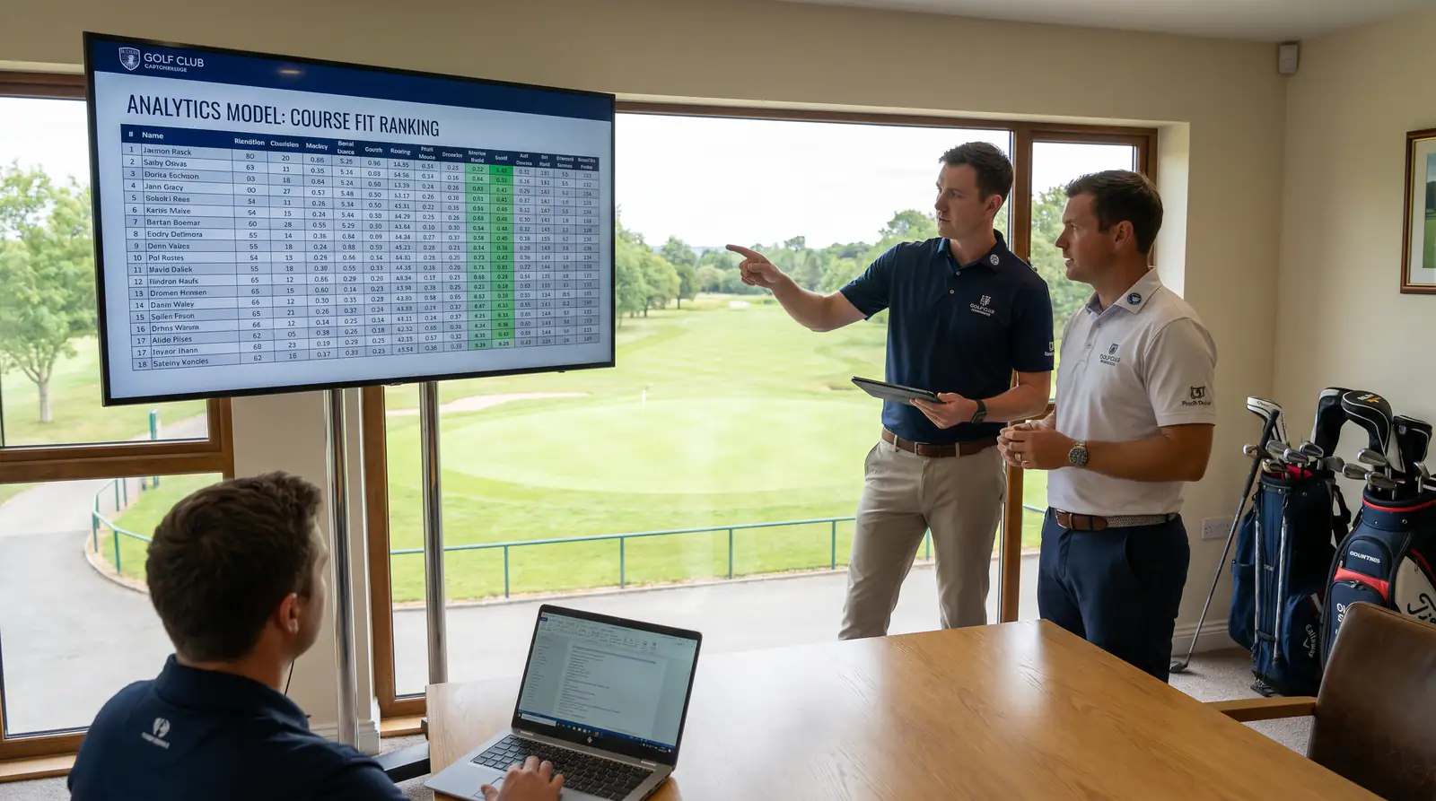 Data Golf course-fit model output ranking players by predicted performance at a venue