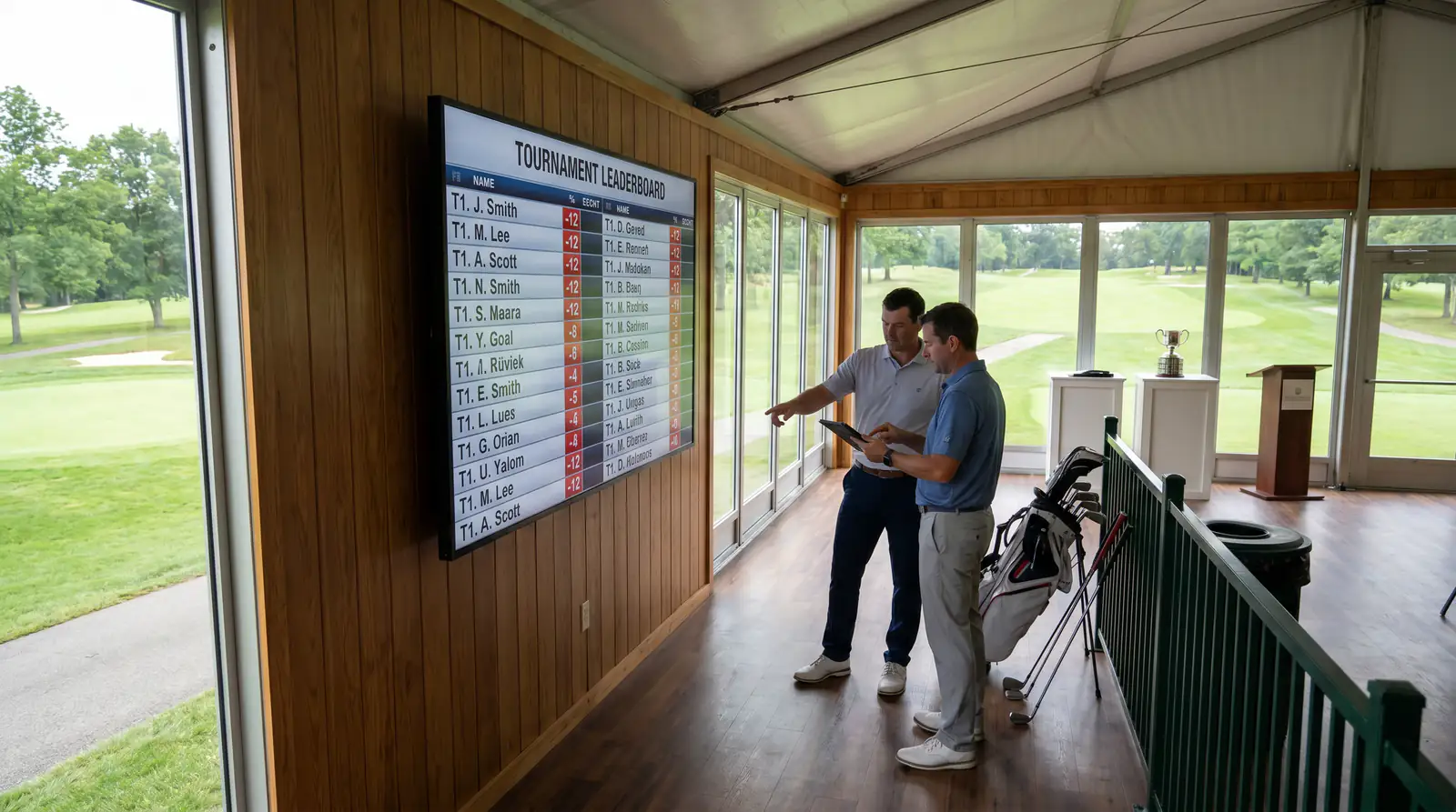 Leaderboard showing multiple players tied at the same position in a top-finish market