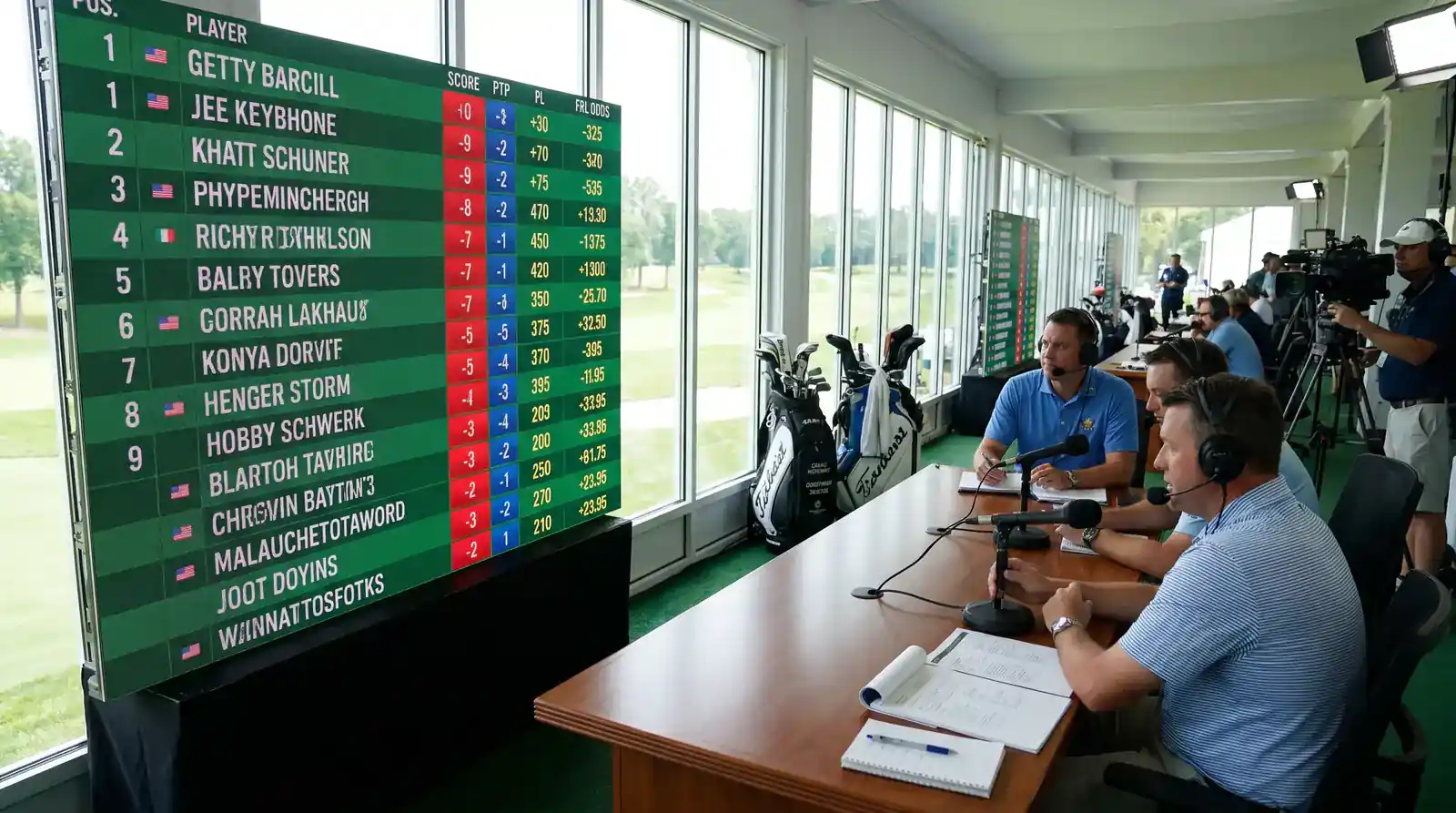 Live leaderboard tracking first-round scores with FRL odds alongside