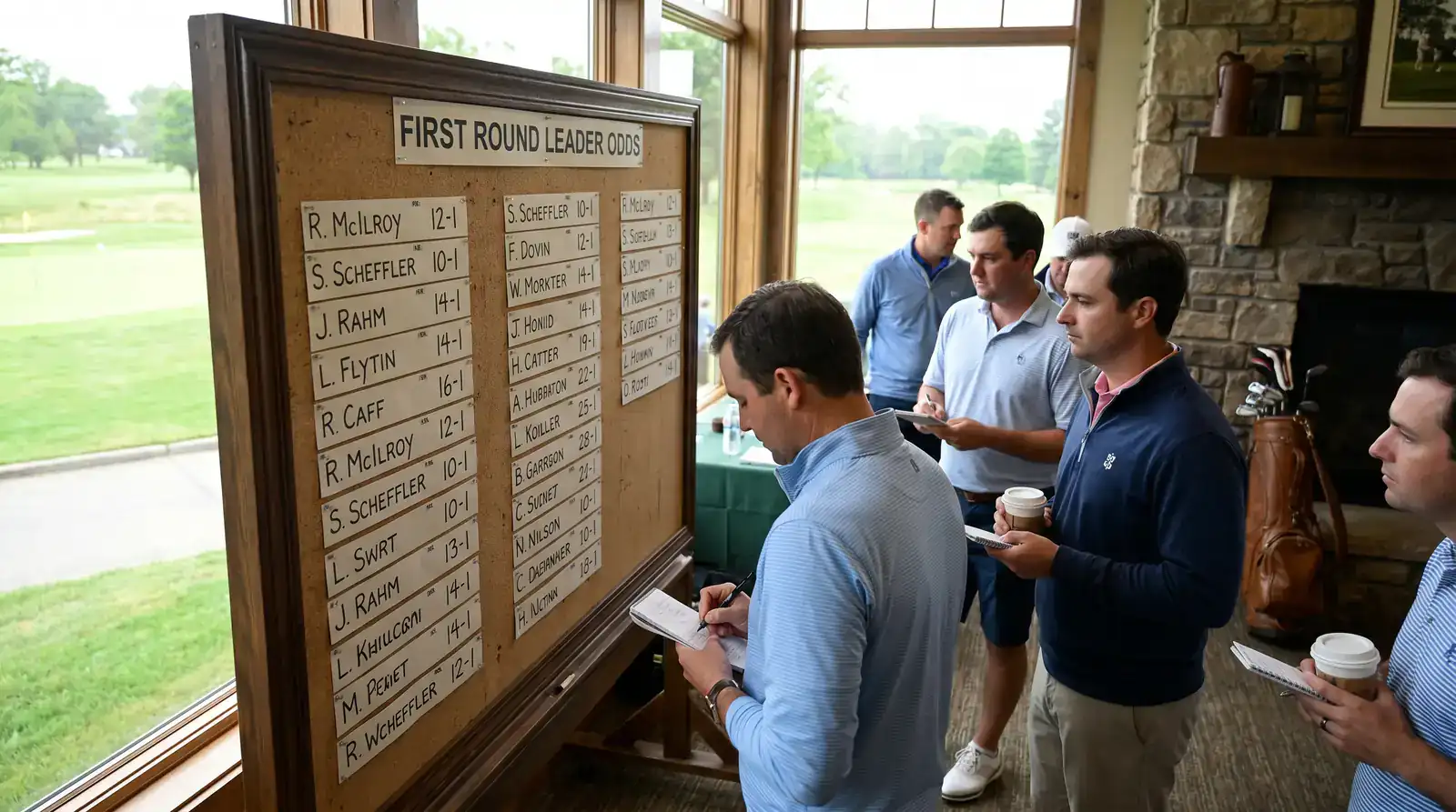 First round leader odds board displayed before Thursday's opening round