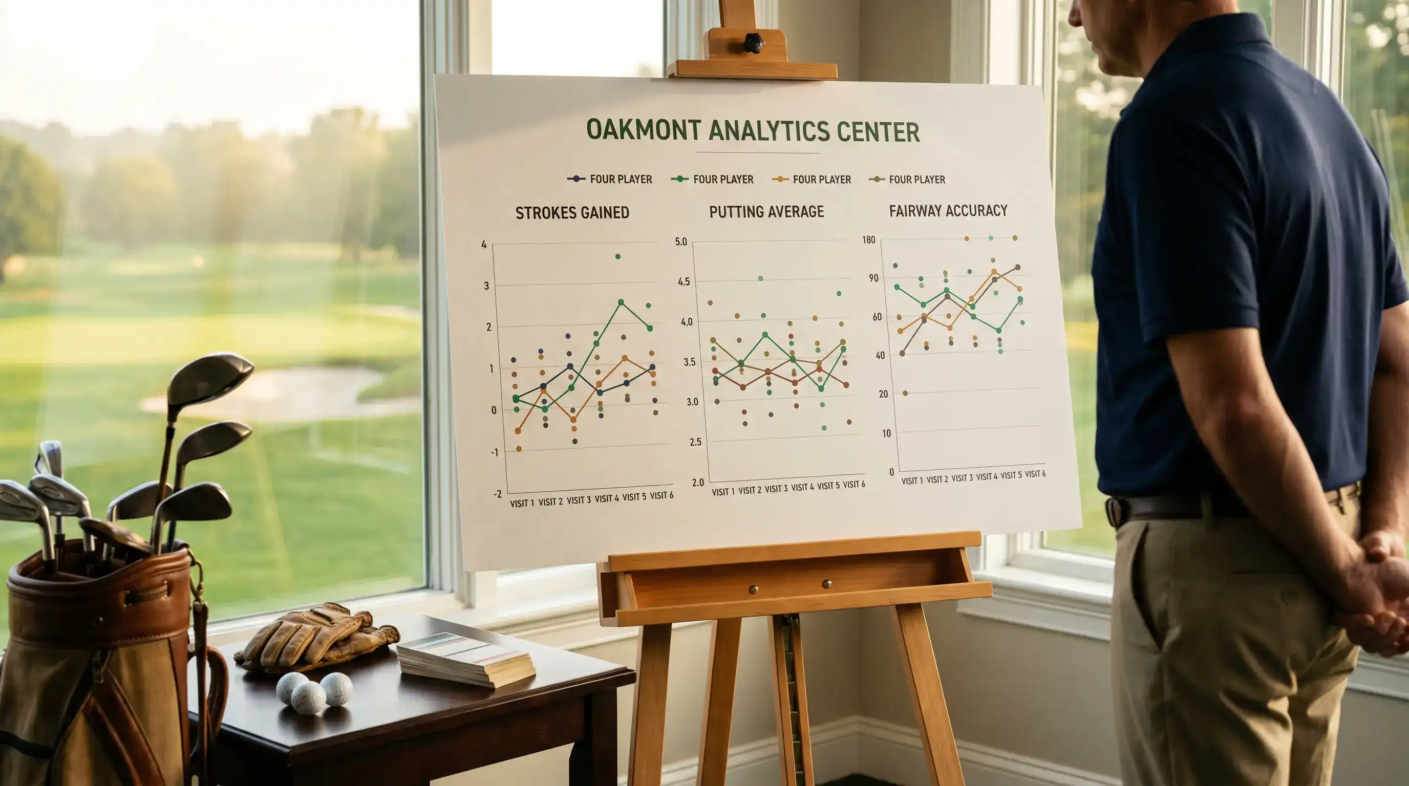 Scoring data graphic comparing player performance across multiple visits to one venue