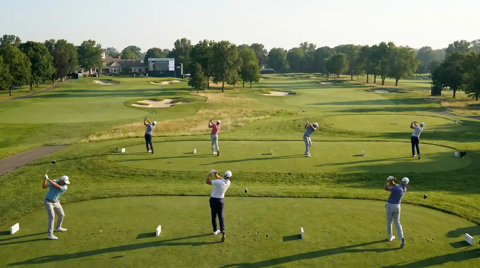 LIV Golf shotgun start with all teams teeing off simultaneously from different holes