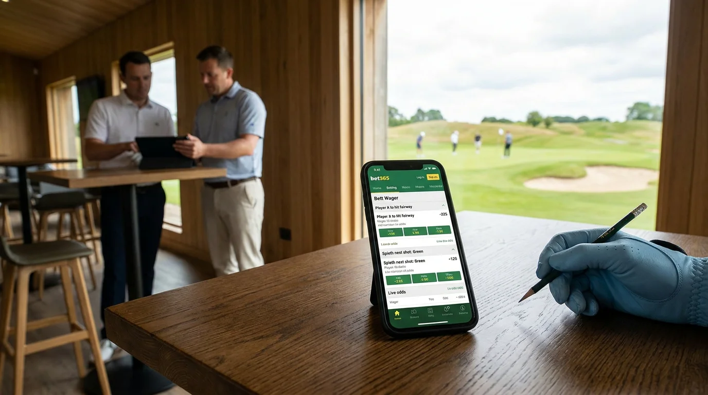 Mobile betting screen showing shot-level micro-markets during a live golf round