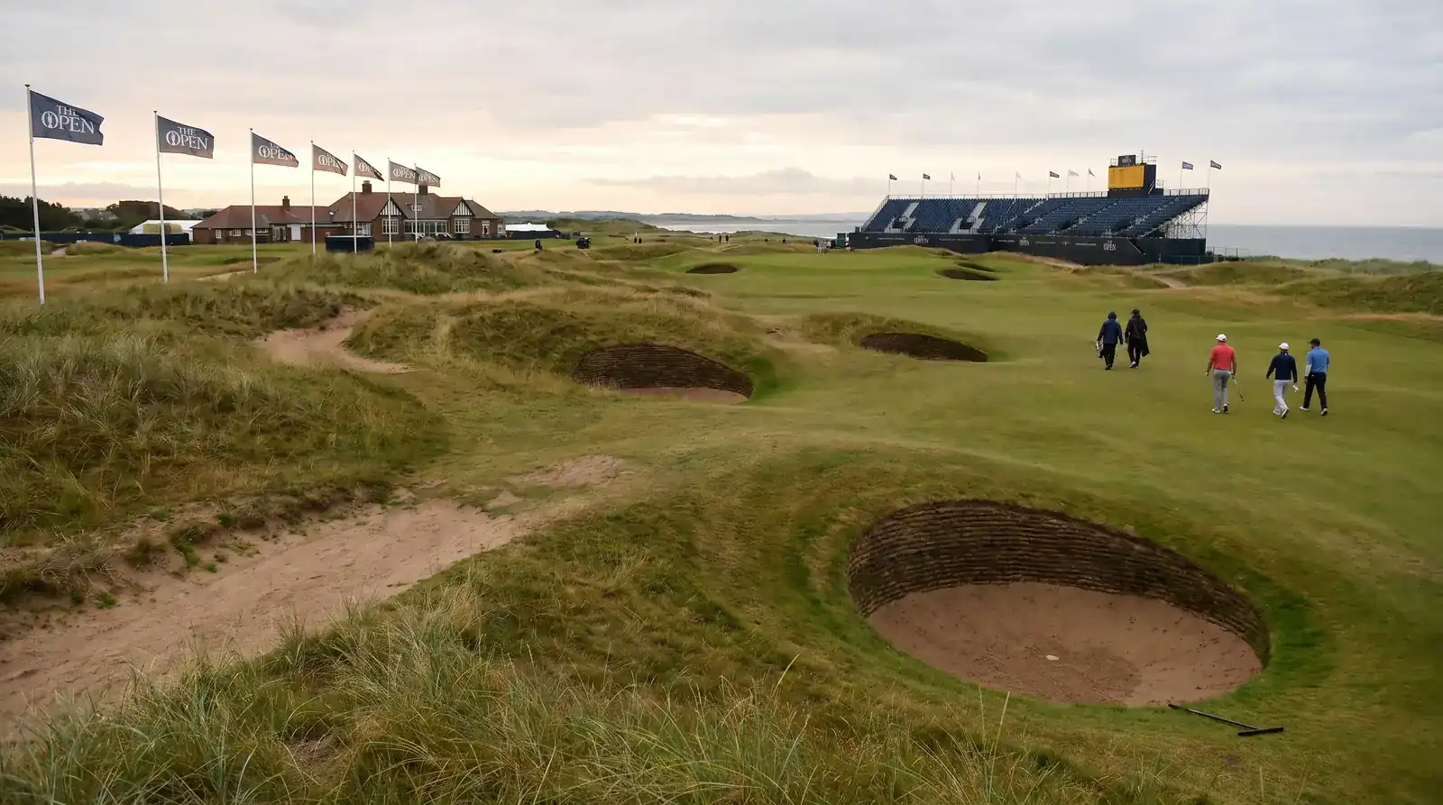 Open Championship venue showing the distinctive links landscape with pot bunkers