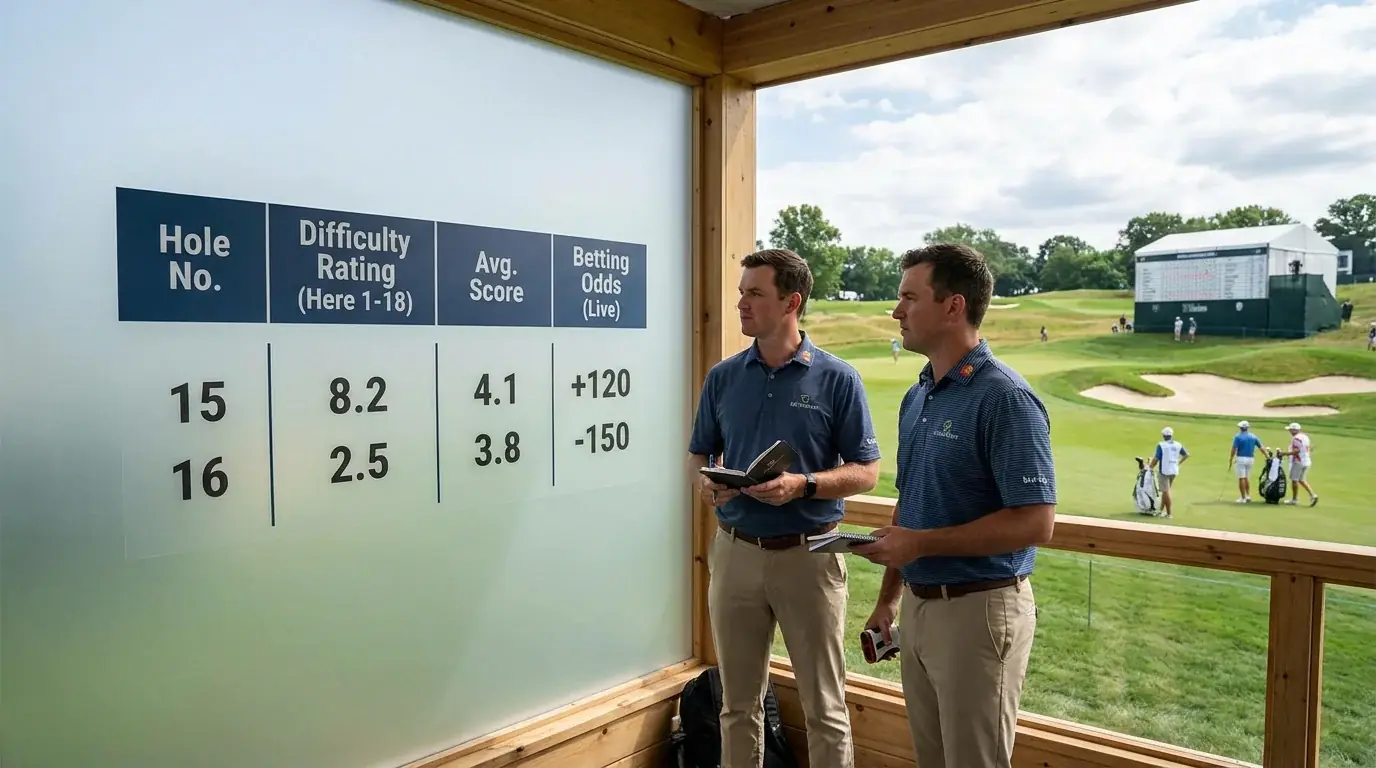 Scoring graphic showing hole difficulty ratings alongside per-hole betting odds